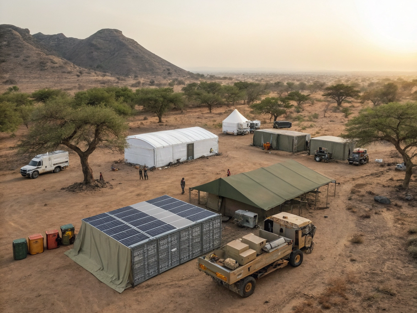 Equipements et fournitures destinés à installer un camp avancé en Afrique de l’Ouest